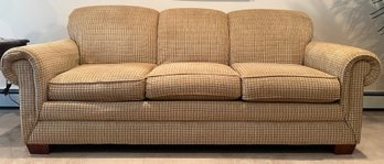 La-Z-boy Three Cushion Beige Gridded Sofa