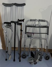 Assorted Medical Accessories - 2 Sets Crutches/ 3 Canes/ Walker