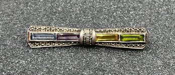 925 Silver Gemstone Brooch/pin - .19 OZT