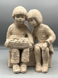 Bright Eyes Inc 1983 Dee Crowley Signed Sculpture - Boy & Girl