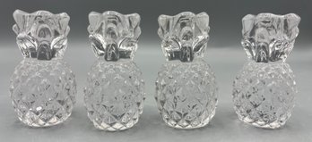 Glass Pineapple Candle Taper Holders - 4 Total