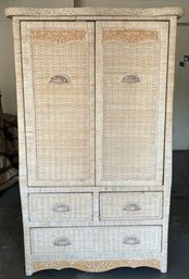 Pier 1 Jamaica Collection Solid Wood Wicker Style Armoire With 3 Drawers