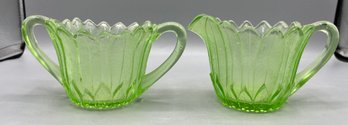 Indiana Glass Co. Wild Rose Pattern Sugar Bowl And Creamer Set - 2 Pieces Total