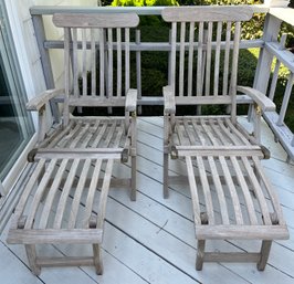 Hildreths Teak Deck Chairs & Table Set - Cushions Included - 3 Piece Lot