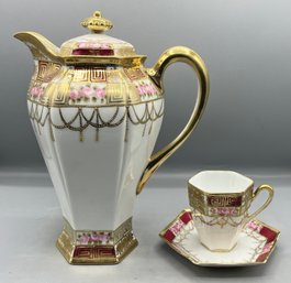 Vintage Hand Painted Porcelain Tea Set - 3 Pieces Total
