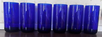 Libbey Metropolitan Cobalt Blue Tumbler Glasses- 6 Piece Lot