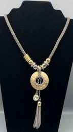 Silver & Gold Tone Costume Jewelry Medallion Style Necklace