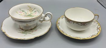 Limoges Porcelain Tea Cup Set With Bavaria Porcelain Tea Cup Set - 2 Sets Total