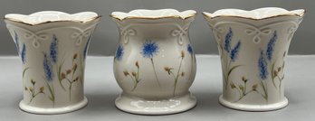 Lenox Porcelain Floral Pattern Votive Holder Set - 3 Total