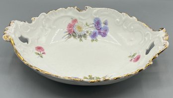 Hand Painted Porcelain Floral Pattern Serving Bowl With Handles