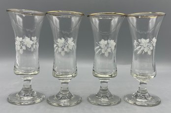 Floral Pattern Cordial Glass Set - 4 Total