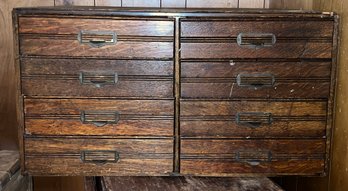 Vintage Wooden 8-drawer Flat File Cabinet