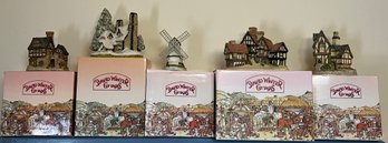 David Winter Hand Painted Cottage Figurines - 5 Total - Boxes Included