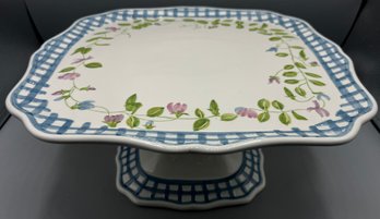 Block Basics Hand Painted Ceramic Sweet Pea Pedestal Platter