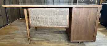 Mid-century Solid Wood Office Desk With 3 Drawers - Key Included