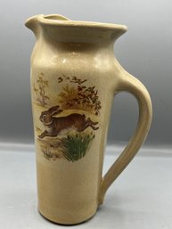 Hand Painted Rabbit Pattern Pottery Pitcher