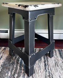 Industrial Wrought Iron Style Wood Stool