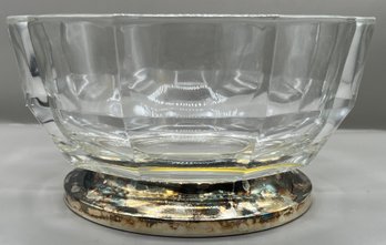 Crystal Serving Bowl With Silver Plated Base - Made In Italy