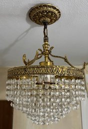 Brass Crystal Ceiling Mount Chandelier - 2 Total