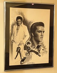 Glen Fortune Bamse 77' Signed Pencil Elvis Art Framed