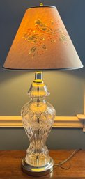 Etched Floral Pattern Glass Table Lamps - 2 Total