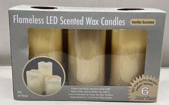 Frameless LED Vanilla Scented Wax Candle Set - Box Included