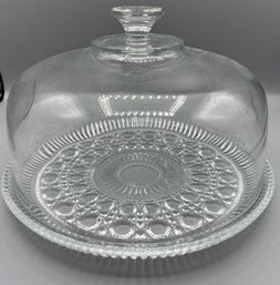 Cut Glass Cake Plate With Glass Cover