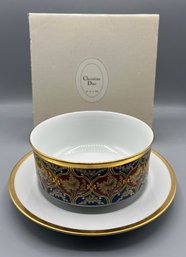 Christian Dior Fine China Tabriz Pattern Gravy Boat With Attached Underplate - Box Included