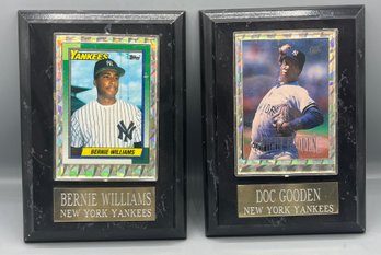 1990 Topps  / 1996 Fleer Ultra NY Yankees Bernie Williams & Doc Gooden Sport Card Wall Plaques - 2 Total