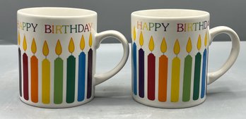 Ceramic Happy Birthday Mugs - 2 Total - Made In Japan