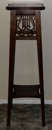 Ethan Allen Solid Wood Harp Pattern Plant Stand With Shelf