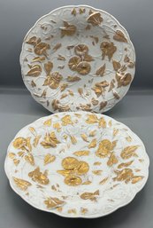Antique Meissen Mark Porcelain Floral Pattern Bowl Set - 2 Total