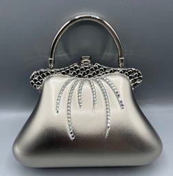 Womens Plastic Clutch With Rhinestones And Handle