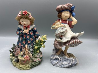 Lang And Wise 1998 Special Friends 'emily' #15 & 'bethany' #17 Resin Figruines - 2 Total