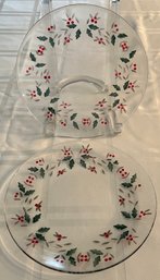 Hand Painted Holly Pattern Plate Set - 16 Total