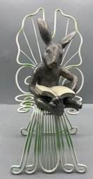 Decorative Reading Rabbit With Chair Figurine