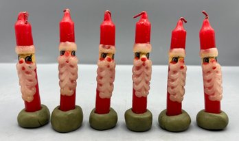 Vintage Mini Wax Santa Candles - 6 Total