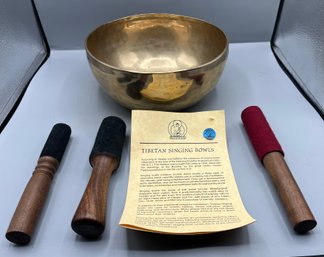 Tibetan Singing Bowl With Wooden Mallets
