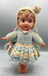 Vintage Cellulose Doll With Hand Knitted Outfit