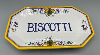 Decorative Hand Painted Ceramic Serving Tray - Made In Italy - Biscotti