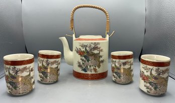 Satsuma Japanese Porcelain Tea Set - 5 Pieces Total - Made In Japan