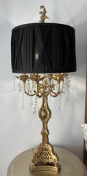 Wrought Iron Gold-tone Table Lamp With Glass Teardrops