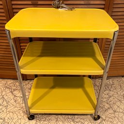 Vintage 3-tier Metal Serving Cart With Power