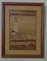 Hudson River Marquetry Mahogany Wood Inlay Landscape Signed Nelson