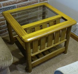 Mersman Oak Side Table With Smoked Glass