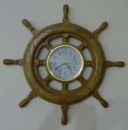 Verichron Captain Wheel Nautical Oak Wall Clock