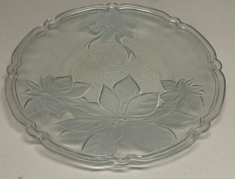 Frosted Glass Leaf Pattern Serving Platter