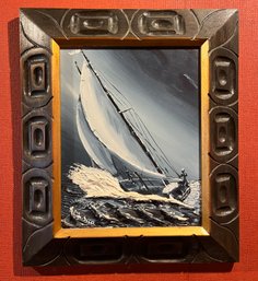 Artist Signed Oil On Masonite Framed - High Seas