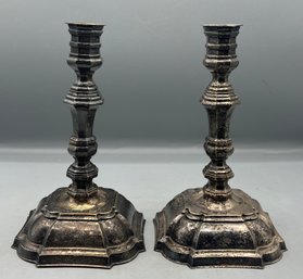 Silver Plated Candlestick Holders - 2 Total