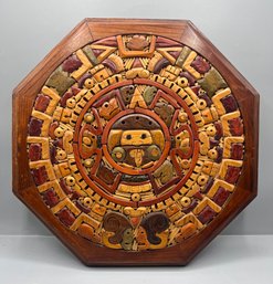 Wooden Aztec Sun Stone Pattern Wall Decor